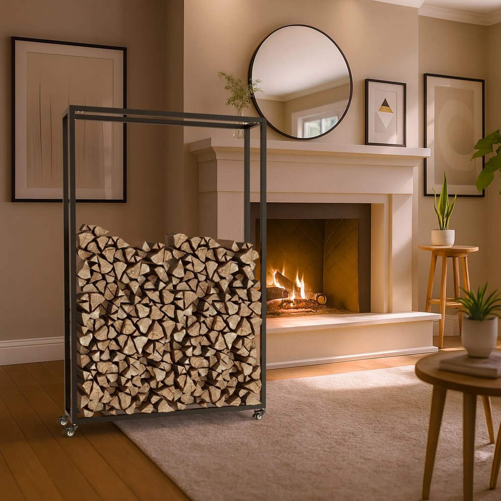 Stojan na drevo Hilta 25x100x150 cm - čierna