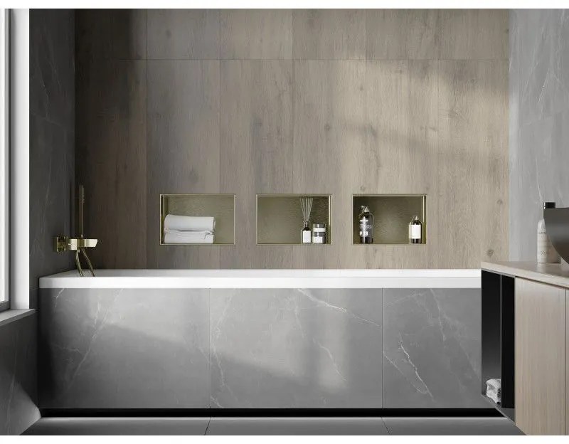 Mexen X-Wall-NR, polička na zapustenie pod obklad bez goliera 30 x 20 cm, zlatá lesklá, 1951302010