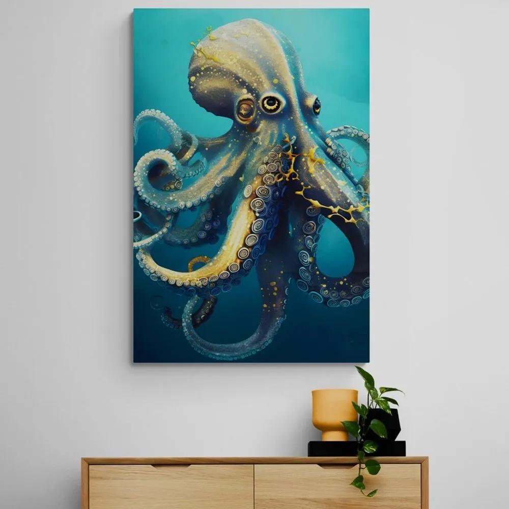Obraz modro-zlatá chobotnica - 80x120