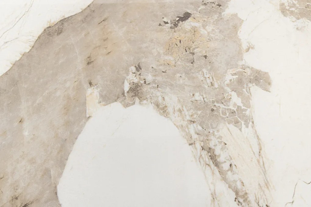 Jedálenský stôl UNIQUE 200 cm oválny rám z dubového dreva s dyhovanou keramikou a doskou z bieleho mramoru