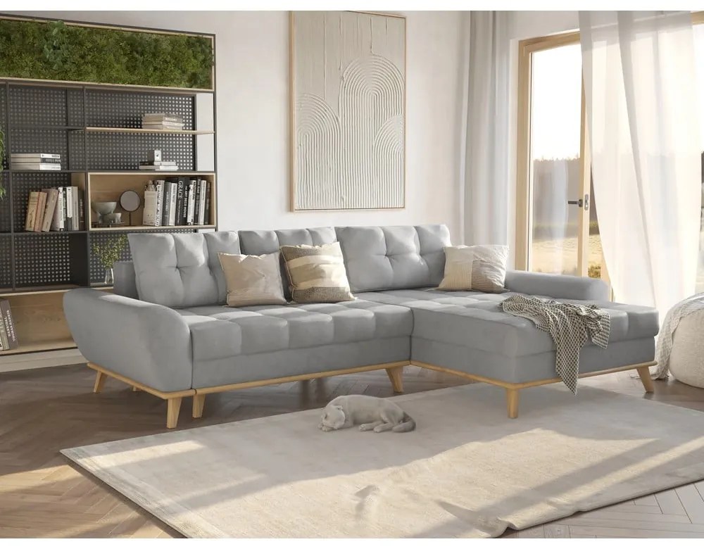 Svetlosivá rozkladacia rohová pohovka (pravý roh) Balitco – Ropez