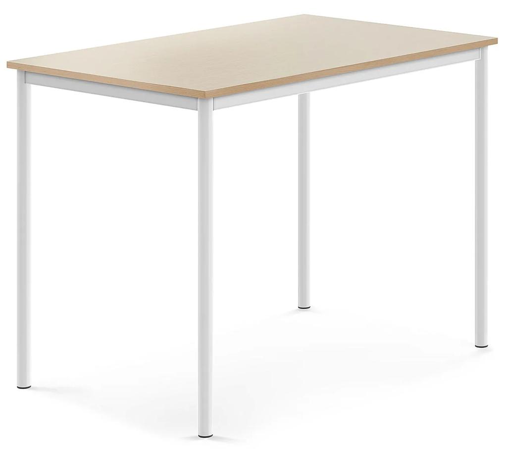 Stôl SONITUS, 1200x800x900 mm, HPL - breza, biela