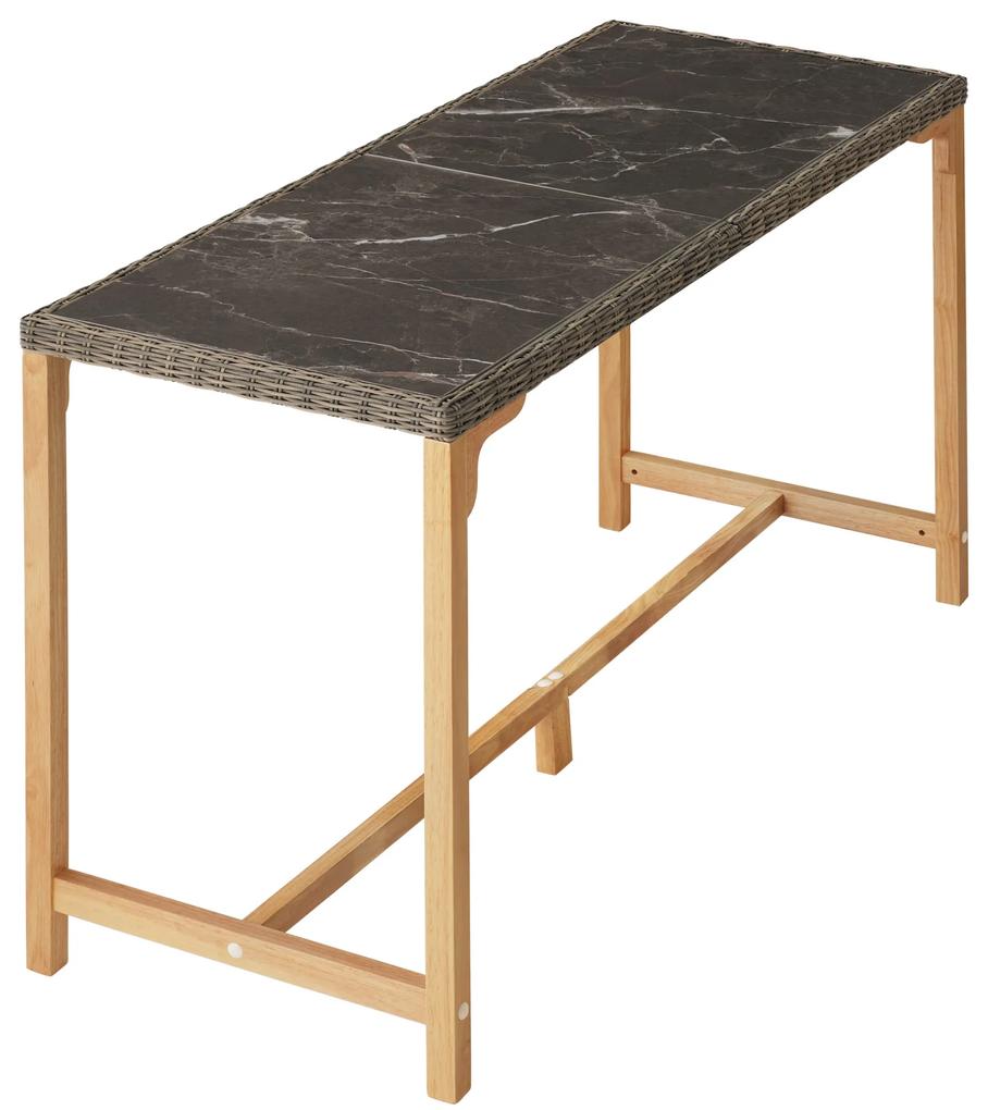 tectake 404841 ratanový barový stôl lovas 161x64,5x99,5 cm - prírodné