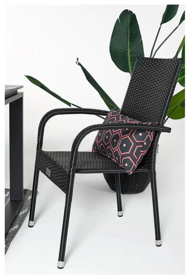 Záhradná jedálenská súprava pre 6 osôb s čiernou stoličkou Paris a stolom Viking, 90 x 205 cm