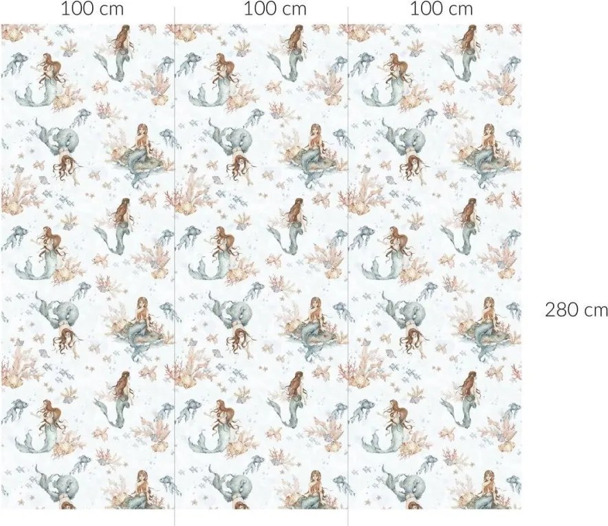 Tapeta morskej panny biela 280x100 cm