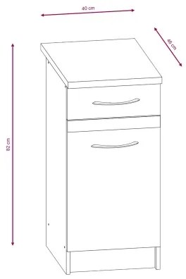 Kuchynská linka VALERIA 180 cm dub sonoma/hnedá