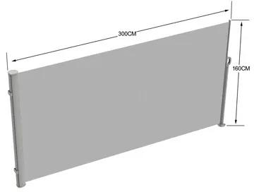 Bočná markíza 1,6 x 3 m svetlo šedá s odnímateľným stĺpikom
