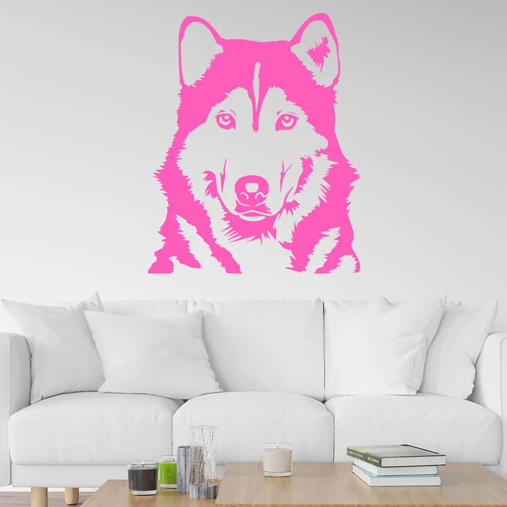 Veselá Stena Samolepka Husky Farba: hnědá, Veľkosť: 100 x 81 cm