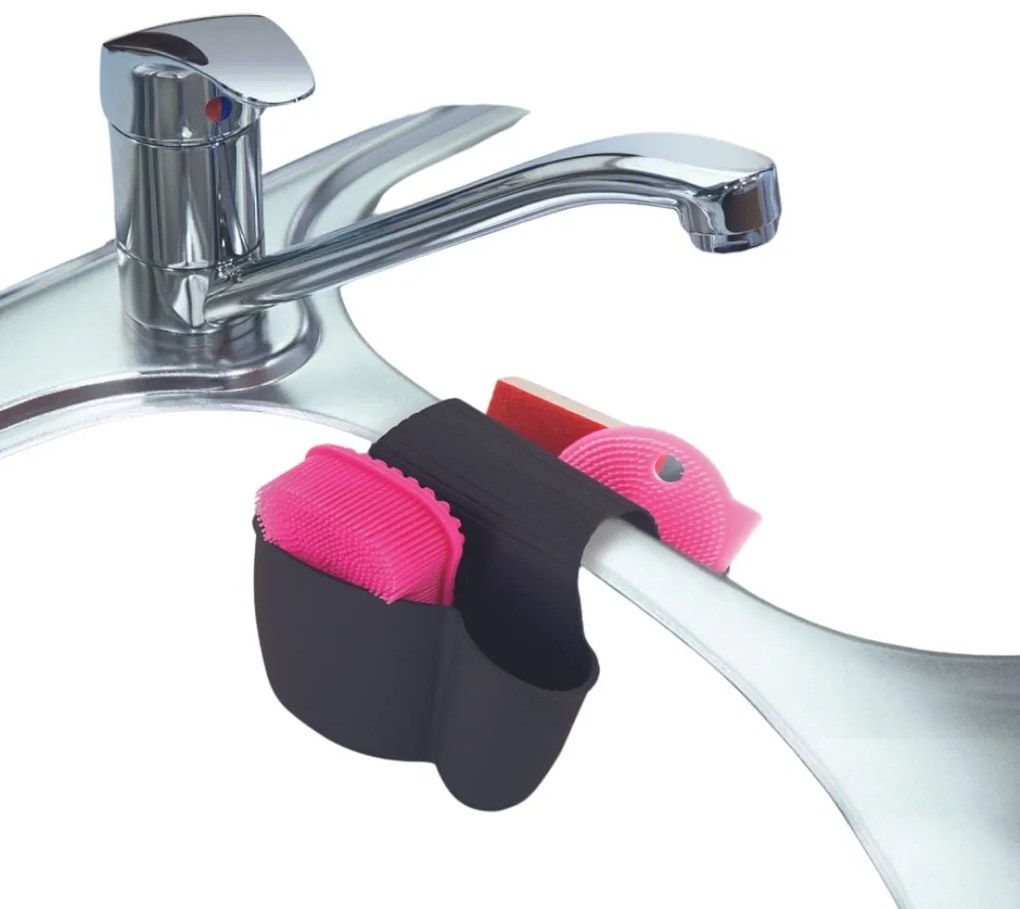 CMP Paris Držiak na hubku na dvojitý drez, silikónový, sivý GABKE