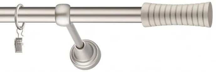 Dekorstudio Chrómová matná jednoradová garniža FEBRIS 19mm Dĺžka: 160cm, Typ uchytenia: Držiak modern, Typ príslušenstva: Krúžky tiché so štipcami