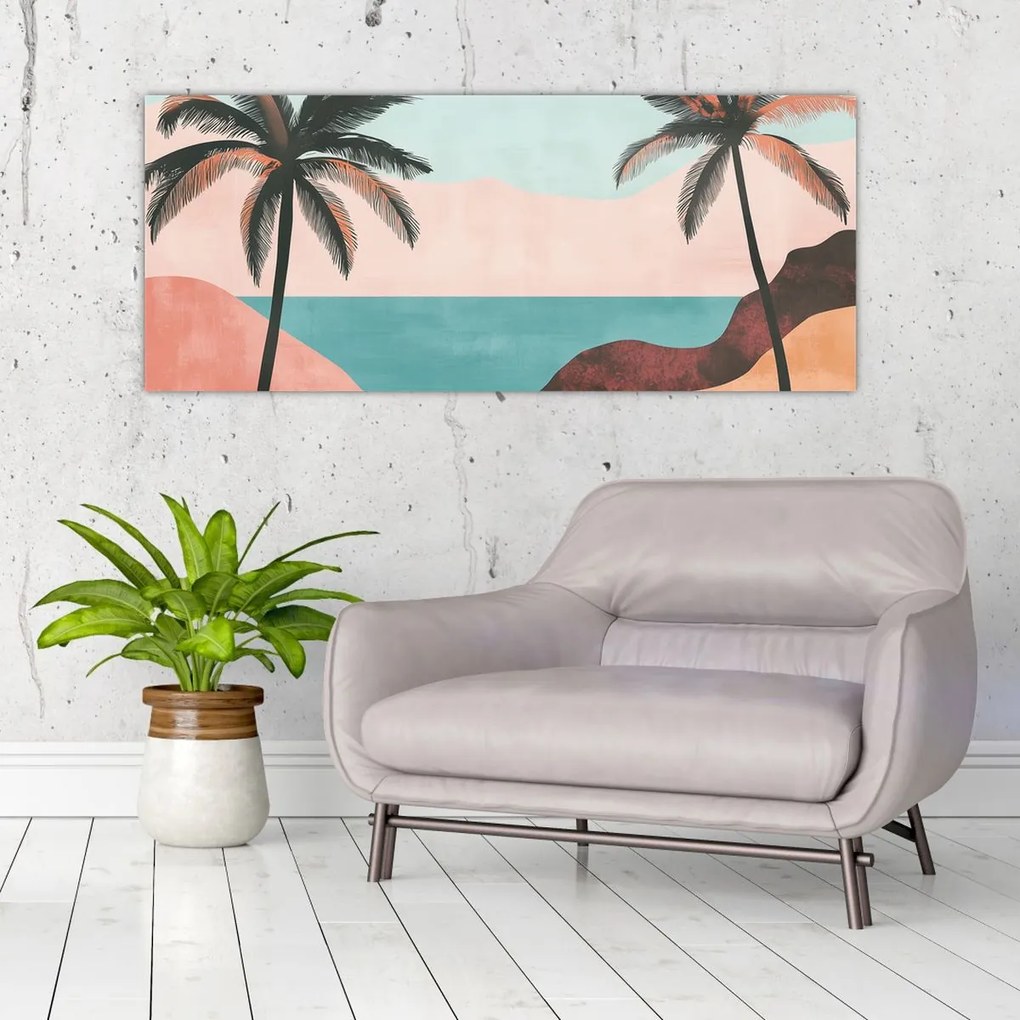 Obraz - Palmy pri mori (120x50 cm)