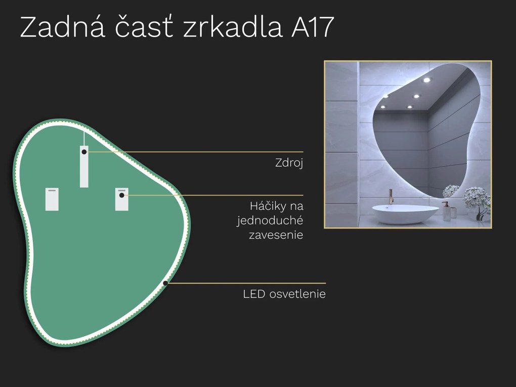 Organické LED zrkadlo do kúpeľne s osvetlením A17 50x62