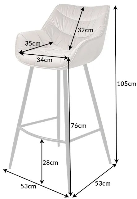 Barová stolička Holandská komfortná velvet champagne