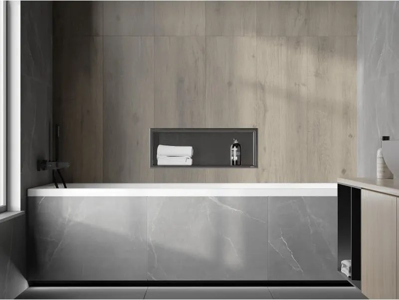 Mexen X-Wall-R, polica na zapustenie s prírubou  60 x 20 cm, grafitová matná - 19E0602010