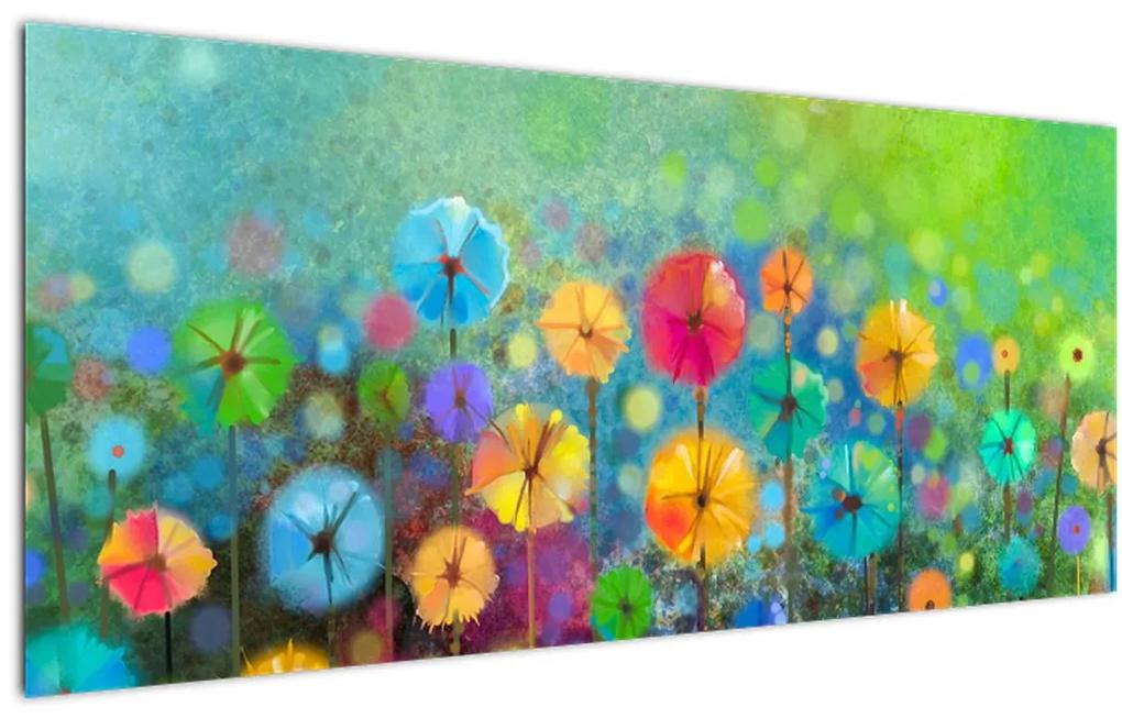 Obraz - Abstraktné kvety (120x50 cm)