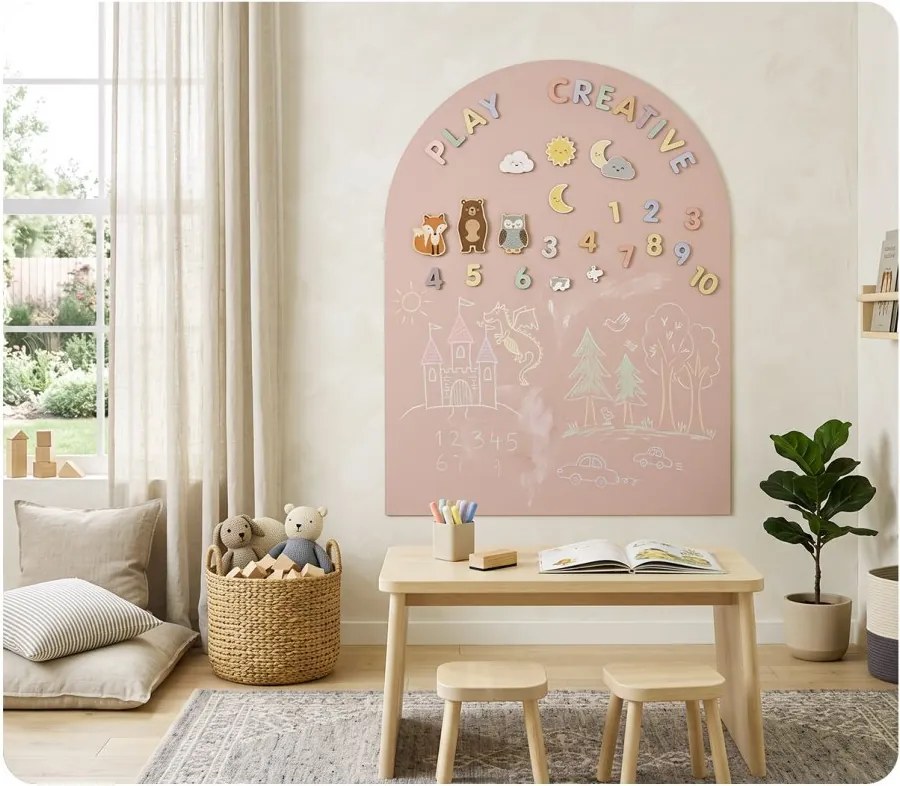 Samolepiaca magnetická fólia na stenu v tvare oblúka 100 × 80 cm - hnedá