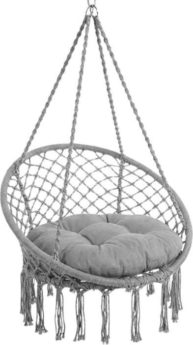 Sivé závesné kreslo KOLUMBIA s vankúšom