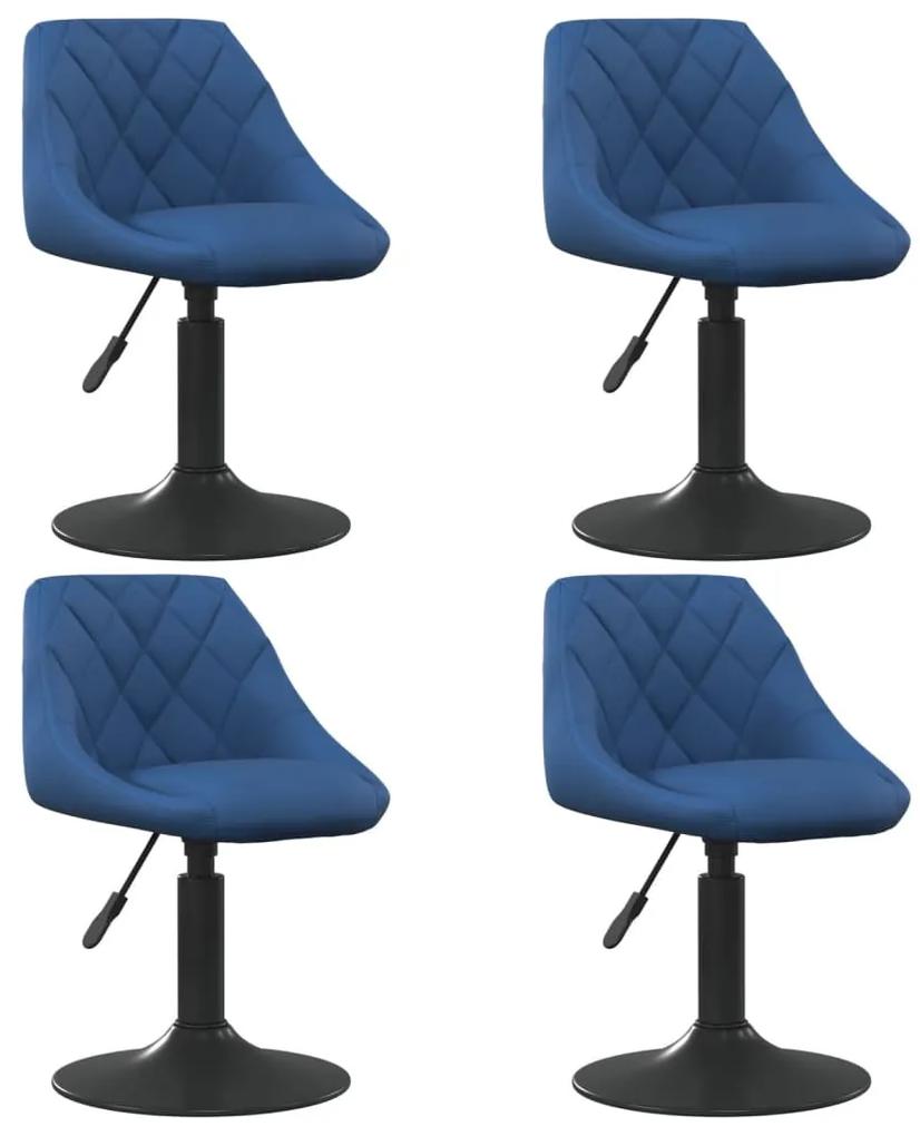 Otočné jedálenské stoličky 4 ks modré zamatové 3088795