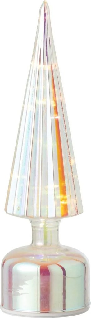 Rebrovaný sklenený stromček LED svetlom M – 9*9*31 cm