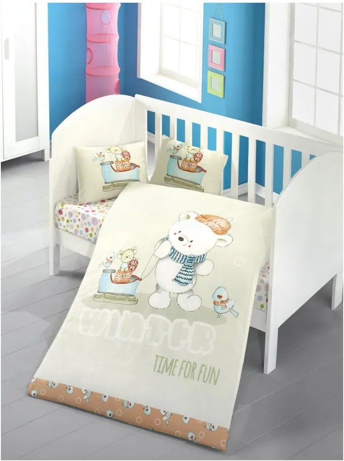 Set bavlnenej detskej obliečky s plachtou Soft Bear, 100 × 150 cm