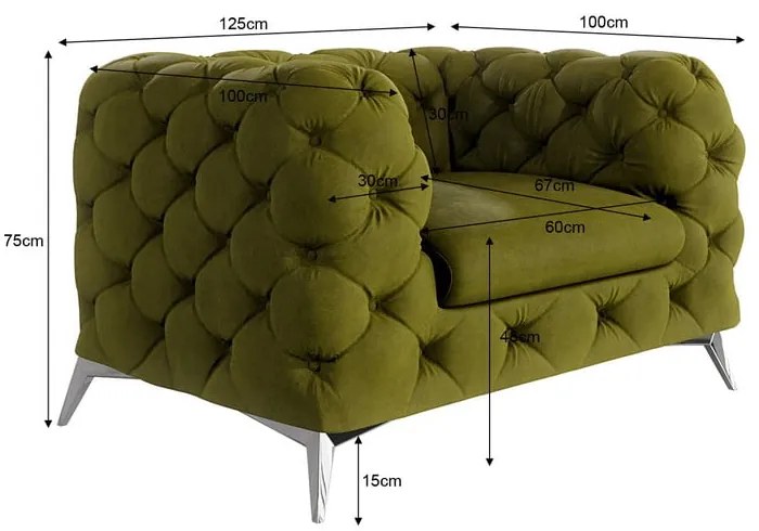 Zelené zamatové kreslo Chelsea – Ropez