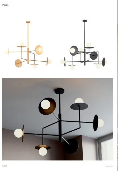 Redo 01-2733 - Luster na tyči PLATO 6xG9/10W/230V zlatá