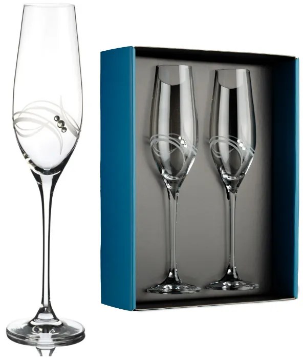 Element poháre na šampanské Apollo s kryštálmi Swarovski 210 ml 2KS