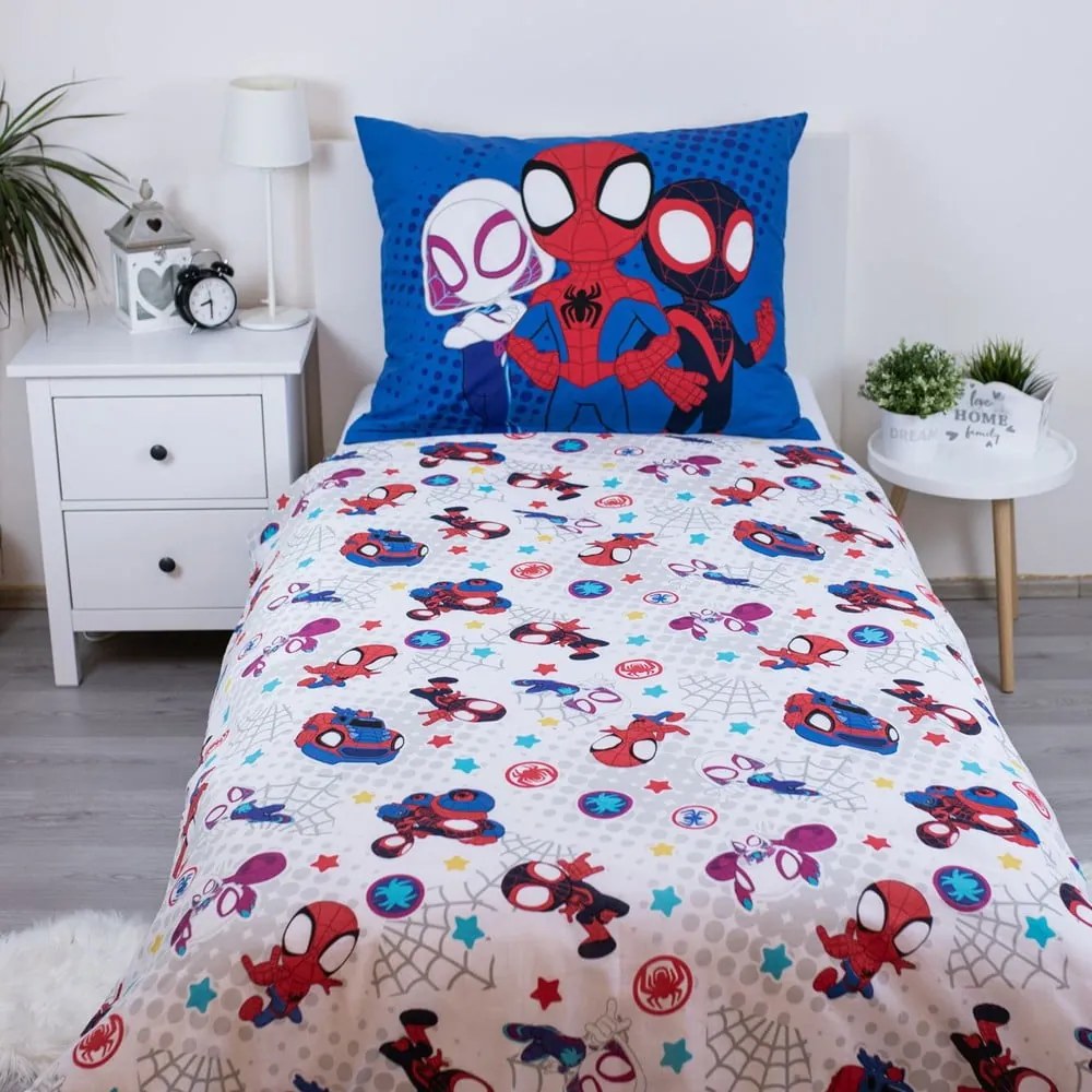 Modrá bavlnená detská obliečka na jednolôžko 140x200 cm Spidey – Jerry Fabrics