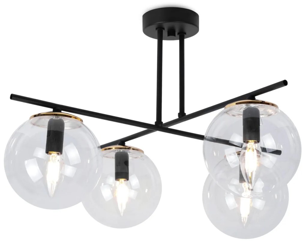 Stropné svietidlo Paris, 4x transparentné sklenené tienidlo, g