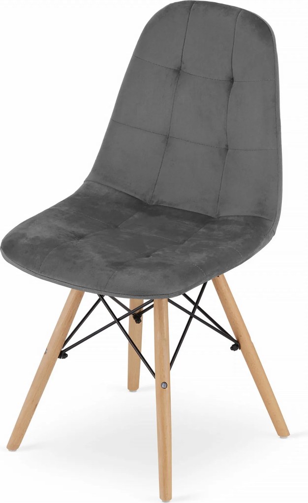 AKCIA Sivá zamatová jedálenská stolička DUMO II. akosť