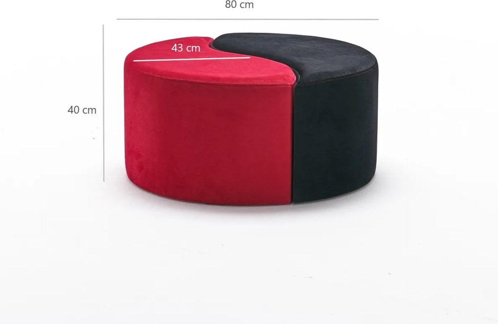 Taburet Alis Puf Red and Black