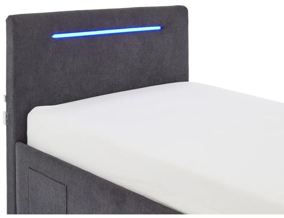 Tmavosivá čalúnená detská posteľ s úložným priestorom s roštom 90x200 cm Circle – Meise Möbel