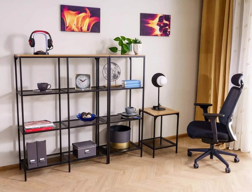 Regál Lex A 100 cm dub prírodný/čierny