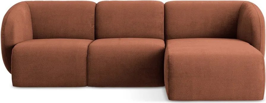 Ženilková rohová pohovka v terakotovej farbe (pravý roh/s leňoškou) Lani – Makamii