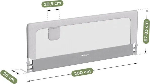Bezpečnostná zábrana na posteľ Cover 30 biela / sivá 200 cm