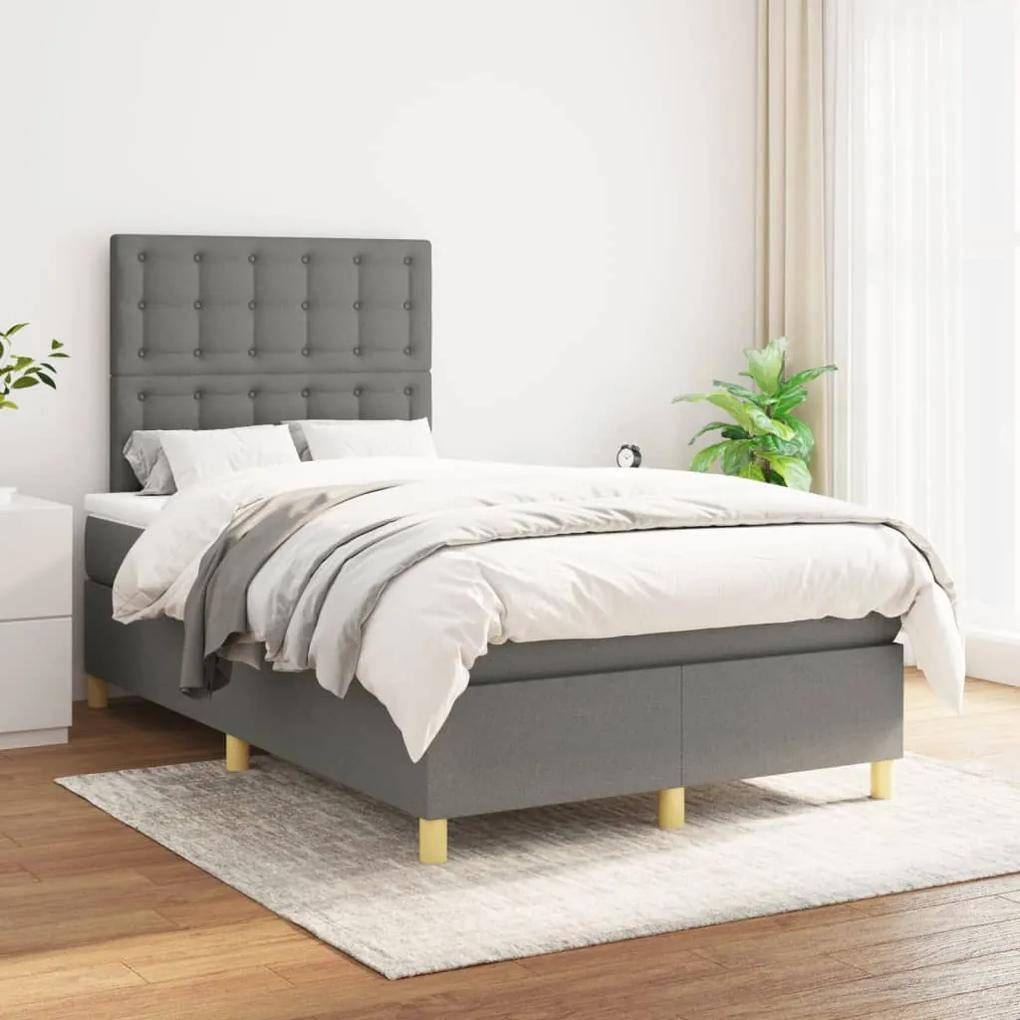 Boxspring posteľ s matracom tmavosivý 120x200 cm látka 3142642