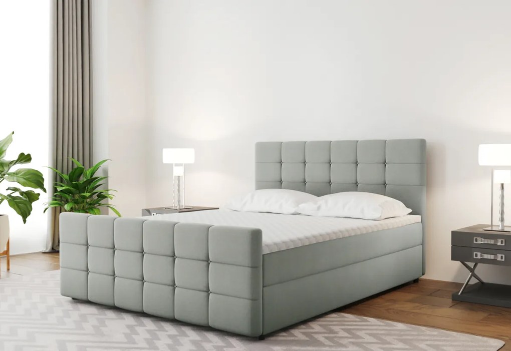 Čalúnená posteľ boxspring MARENA + topper, 140x200, basel 87