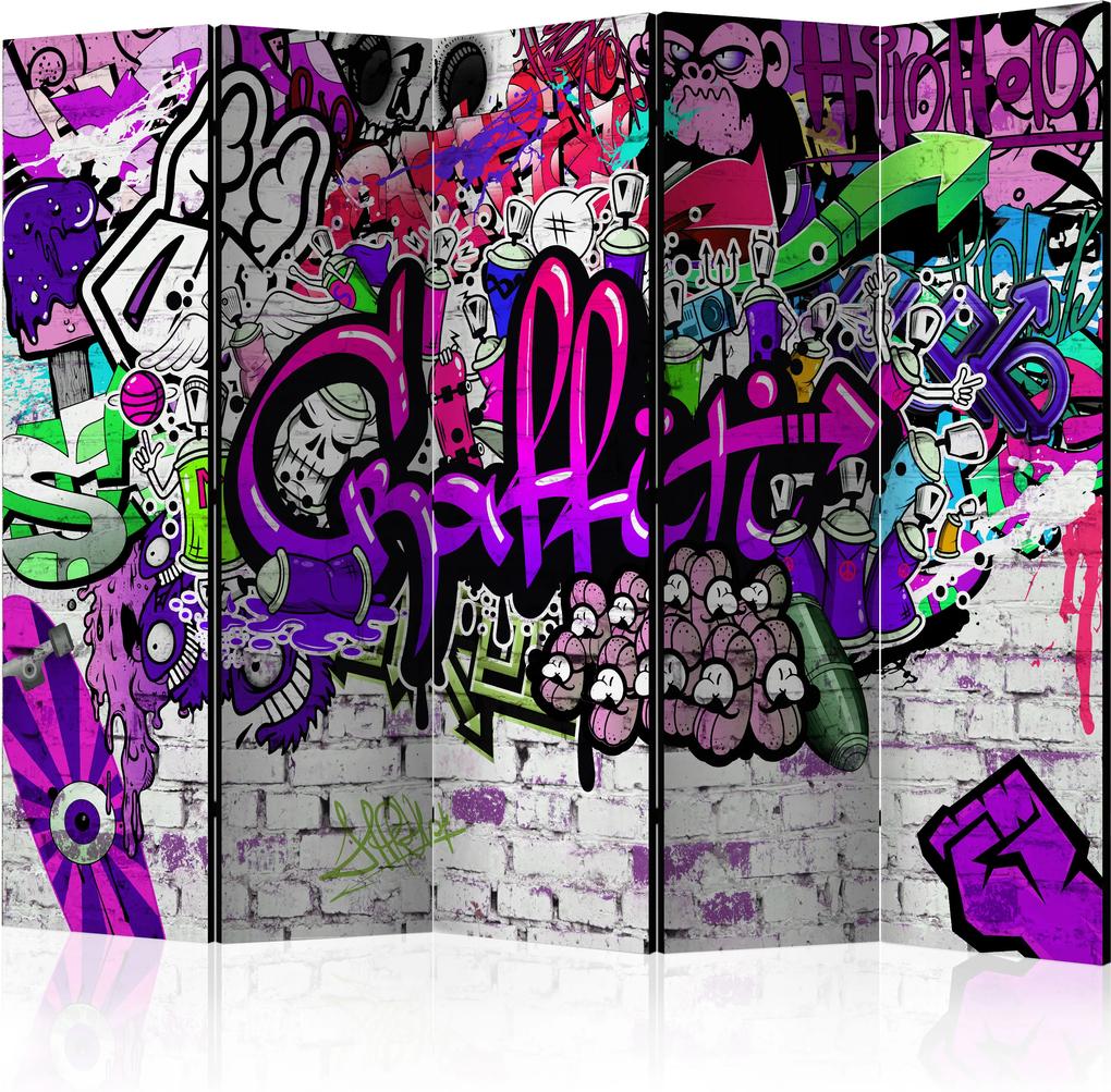 Paraván -  Purple Graffiti [Room Dividers] 225x172 7-10 dní