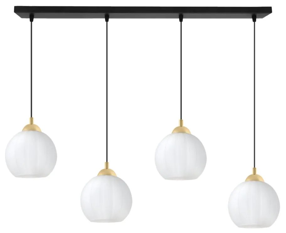 Závesné svietidlo Costa, 4x biele sklenené tienidlo, b/g