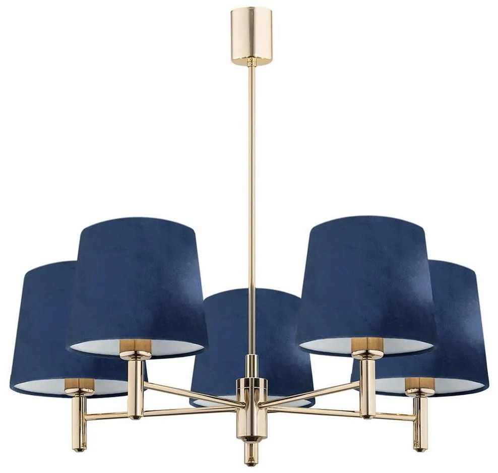 Argon 2086 - Luster na tyči PONTE 5xE27/15W/230V mosadz/modrá