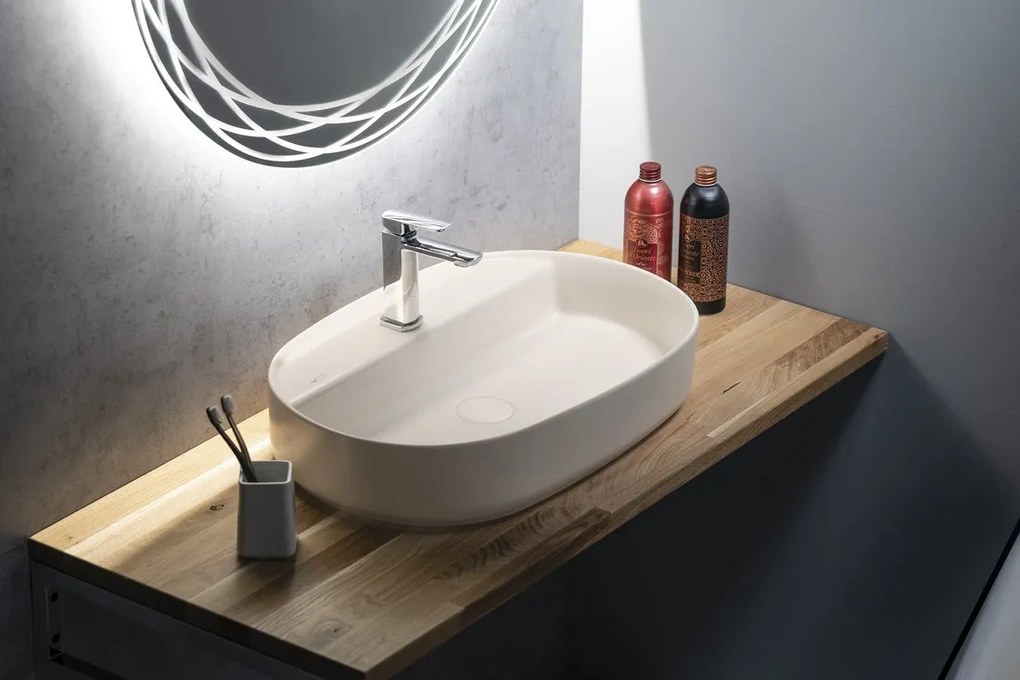Isvea Isvea, INFINITY OVAL keramické umývadlo na dosku, 60x40cm, Ivory, 10NF65060-2K