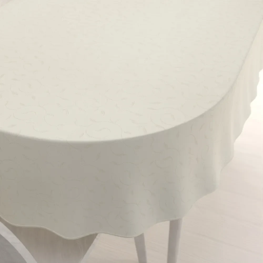 Biante Teflónový oválny obrus TF-026 Popínavé lístky - smotanový 100x160 cm