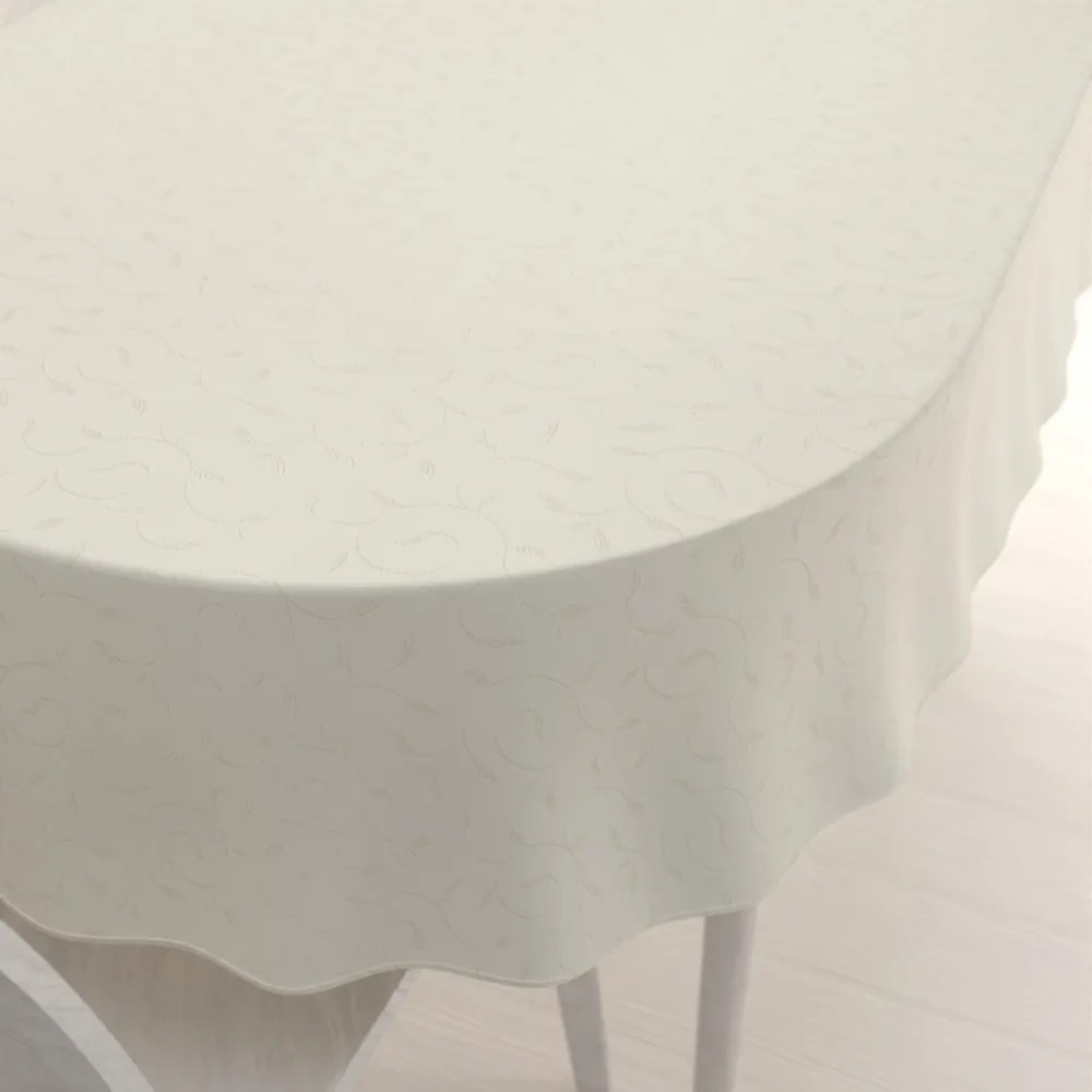 Biante Teflónový oválny obrus TF-026 Popínavé lístky - smotanový 50x100 cm