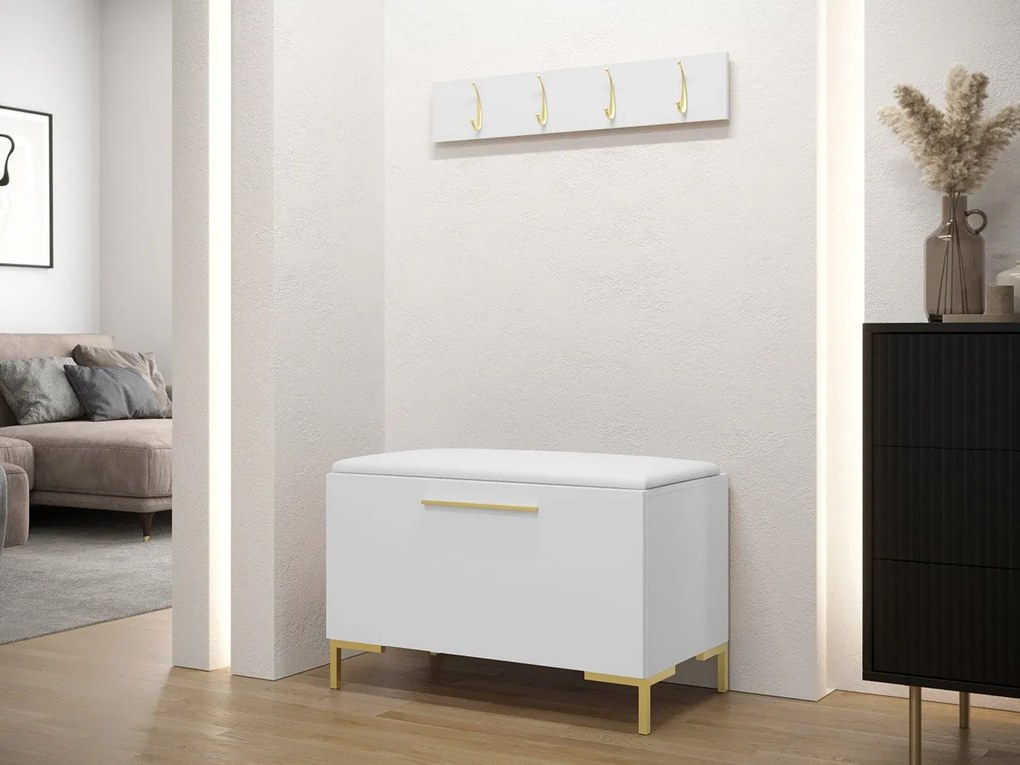 Predsieňová zostava Frunofta VIII, Farby: dub craft, Farba čalúnenia:: ekokoža Soft 017 (biela)