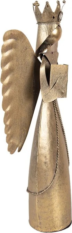 Zlatá antik kovová dekorácia anjel Christmas Angel - 17*10*39 cm