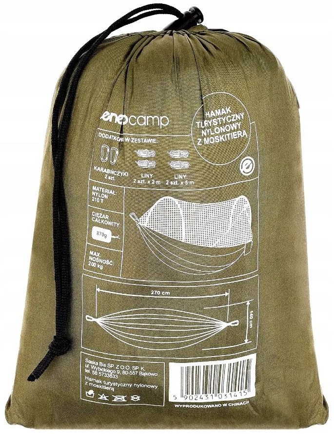 Bestent Hojdacia sieť pre 2 osoby s moskytiérou 270x140cm zelená