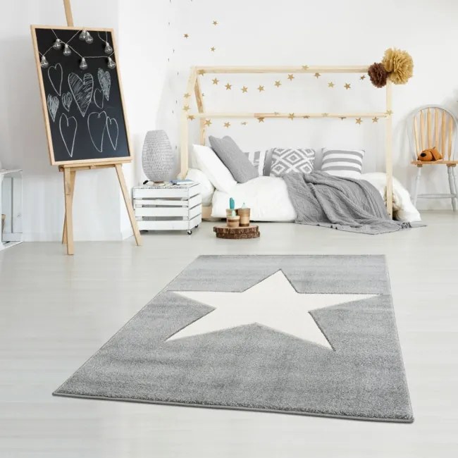 Koberec Happy Rugs SHOOTINGSTAR strieborno-sivý / biely