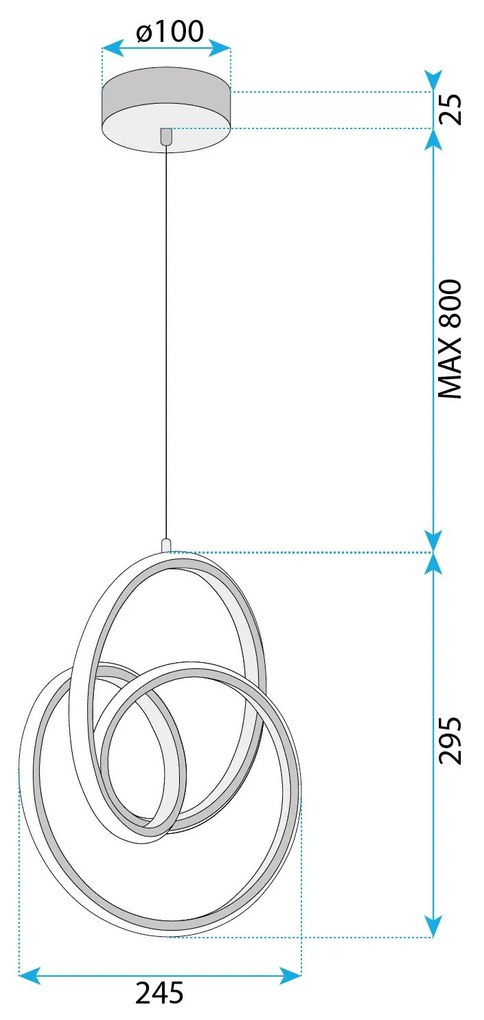 Toolight Toolight, LED závesné svietidlo 25x30cm, 24W, 4000K, G076-1CP, zlatá lesklá, OSW-08650