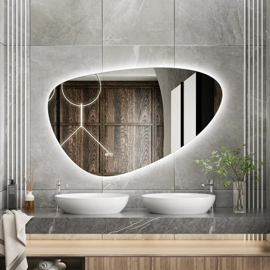 Erga Amelia, asymetrické LED zrkadlo 120x75 cm, 3993 lm, 3 farby svetla, zadné osvetlenie, ERG-V01-407-1275-00