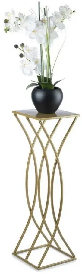 HowHomely Stojan na kvety Twist 75 x 23 x 23 cm zlatý